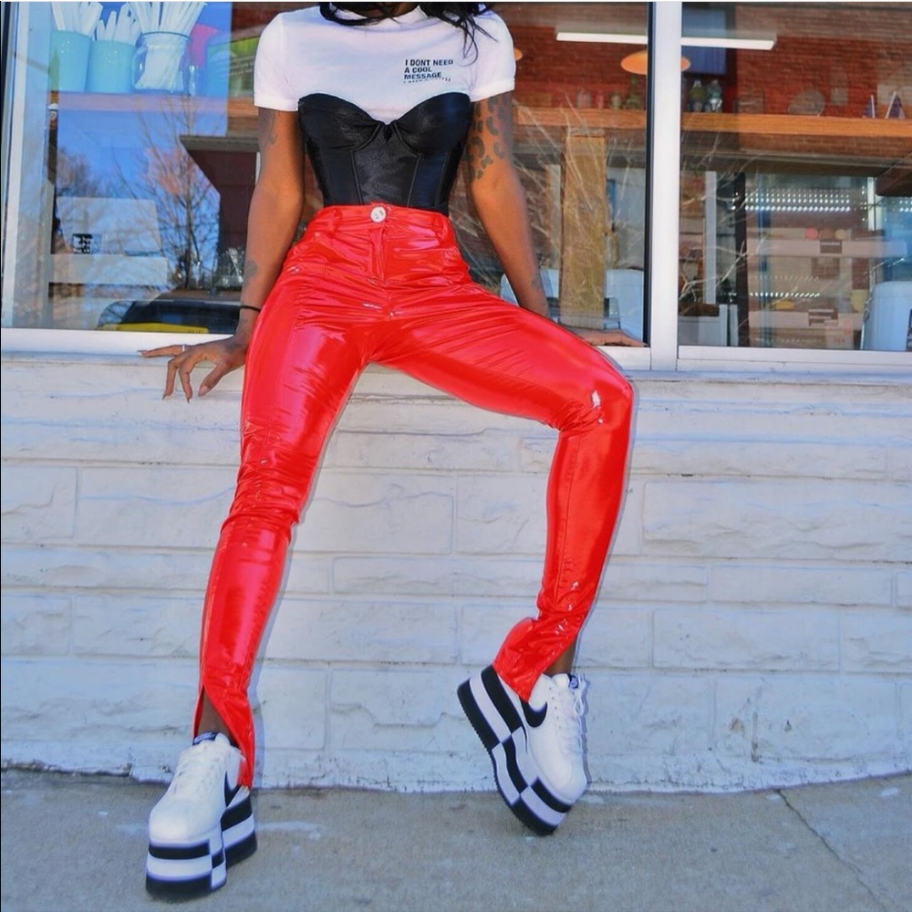 Pleather Red Pants